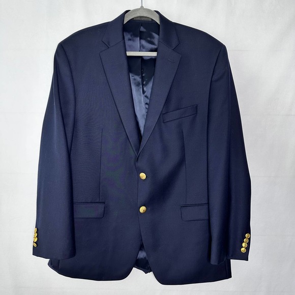 Lauren Ralph Lauren Men's Blazer Sport Coat 100% Wool 2 Button Navy Blue 42R - Picture 1 of 11
